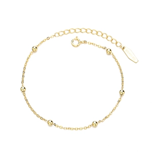 Minimalist S925 sterling silver beaded bracelet with polished round beads in gold finish