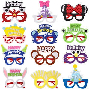 Cute Felt Birthday Party Glasses Frame Cartoon Animal Happy Birthday Photo Booth Props Funny Glasses For Kids Adults Party Decorations