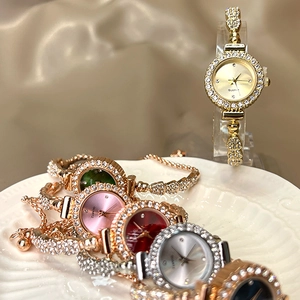Elegant quartz bracelet watch for women featuring rhinestone-encrusted band and various dials