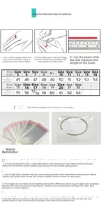 Size guide for S925 silver ring showing measurement steps and circumference chart