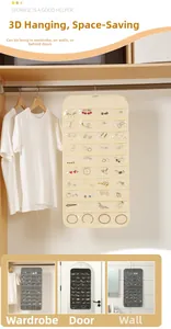 Hanging jewelry organizer with multiple clear PVC pockets for earrings and necklaces