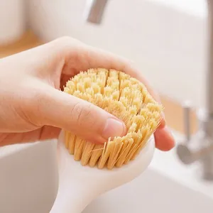 Long handle kitchen cleaning brush with dense bristles for dishwashing and oil removal