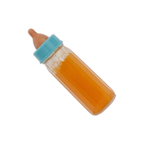 Detail der magischen Flasche mit verschwindendem Orangensaft und blauem Verschluss