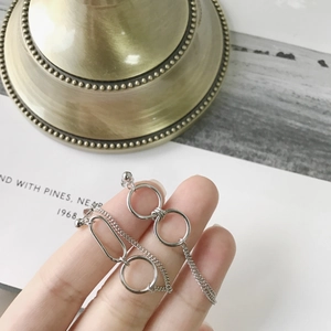 Minimalist S925 sterling silver asymmetric hoop earrings with long chain tassels for women