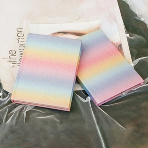 Rainbow gradient glitter notebook set with sparkling purple and pink hardcovers