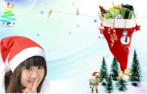 Detailed view of plush red Santa hat with white fur trim and pompom for festive events
