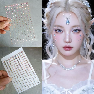 Iridescent butterfly crystal face jewels with adhesive backing for fairy makeup looks