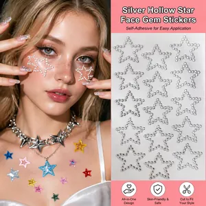 Face Rhinestone Stickers Self Adhesive Iridescent Butterfly Stars Hearts Eye Makeup Body Decoration DIY Party