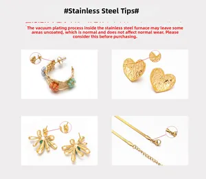 Detail view of gold-plated stainless steel jewelry showcasing vacuum plating craft and texture