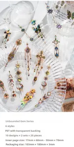 Detail of PET stickers with gold laser jewelry designs and butterfly motifs for scrapbooking