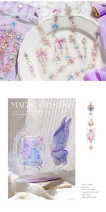Detail of Magic Crystal PET stickers with holographic butterfly and ribbon designs