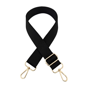 Bandoulière réglable en nylon noir avec boucles métalliques dorées pour sacs à bandoulière