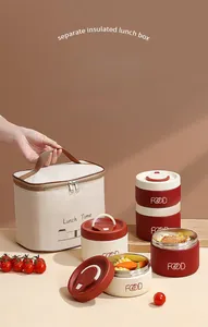 Detail of 304 stainless steel food containers and insulated thermal lunch bag