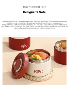 Close-up of 304 stainless steel leak-proof lunch box with vacuum sealed lid and handle