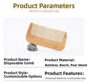 Close-up of a natural bamboo comb with fine teeth on a decorative stone base