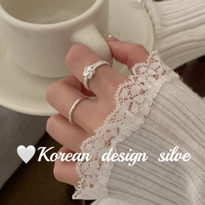 Minimalist S925 sterling silver twist knot ring set with adjustable open design for women