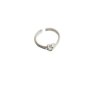 Minimalist S925 sterling silver twisted knot open ring with adjustable band design