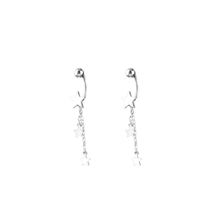 Elegant S925 sterling silver star tassel drop earrings with sleek minimalist design