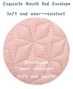 Close-up of pink quilted PU leather lipstick case showing fine rhombic stitching detail