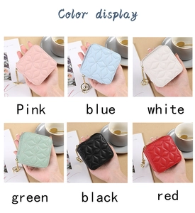 Detailed color selection showing six mini quilted lipstick pouches with gold hardware