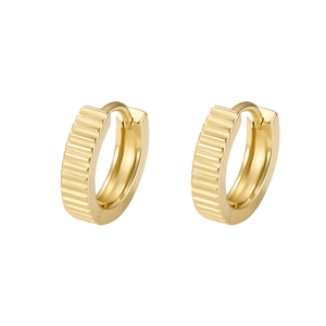 Elegant minimalist gold-plated S925 sterling silver hoop earrings with striped texture