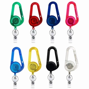 Retractable Badge Reel Carabiner Keychain ID Card Holder Heavy Duty Recoil Keyring Pull Chain ABS Plastic Metal Clip