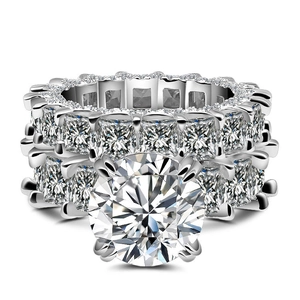 Macro shot of 925 silver ring featuring a large square zircon and six-prong setting