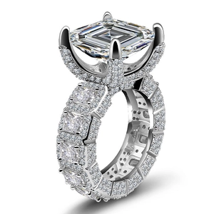 Detailed view of S925 silver ring featuring square zircon and four-prong setting