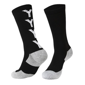Mid-calf non-slip athletic soccer socks with sweat-absorbent grip and towel bottom