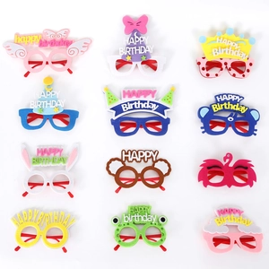 Happy Birthday Party Glasses Felt Cartoon Animal Shape Novelty Eyewear Photo Props For Kids Adults Decoration