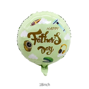 18 inch mint green Father's Day foil balloon featuring classic male lifestyle illustrations
