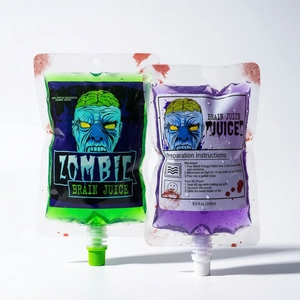 Halloween zombie brain juice beverage blood bag 350ml in green and purple colors