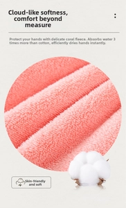 Detail of pink coral fleece towel showing soft texture and high water absorbency