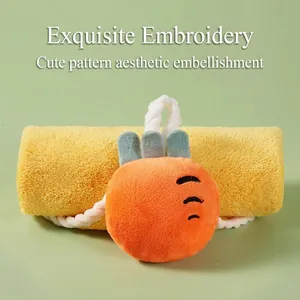 Cute fruit carrot design hanging hand towel made of absorbent coral fleece fabric