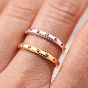 S925 sterling silver colorful zircon rings with star-shaped engravings and gemstone inlay