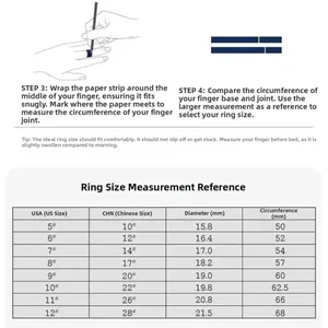 Comprehensive ring size guide table with US and CN standards for gear spinner rings