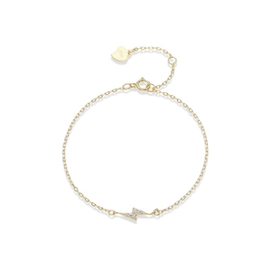 Elegant gold plated S925 silver lightning bolt bracelet with sparkling zircon stones