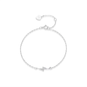 S925 sterling silver chain bracelet with micro-paved zircon lightning bolt charm