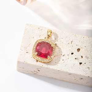Square Cubic Zirconia Pendant Necklace Copper Luxury Shiny Colorful Zircon Clavicle Chain Jewelry For Women