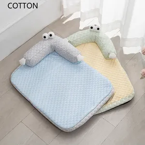 Comfortable cotton cooling pet bed sofa with high backrest and cute eye design