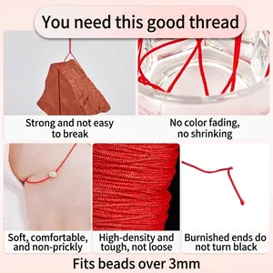 Durable red 72 jade cord for DIY jewelry braiding, high toughness synthetic fiber 3mm cord