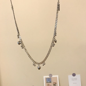 925 Sterling Silver Heart Pendant Necklace With Metal Beads Minimalist Curb Chain Fashion Jewelry For Women Gift