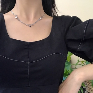 Minimalist S925 silver beaded heart necklace for women featuring elegant heart pendants