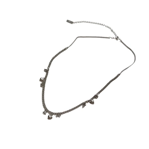 S925 sterling silver beaded heart necklace with Cuban link chain and extension