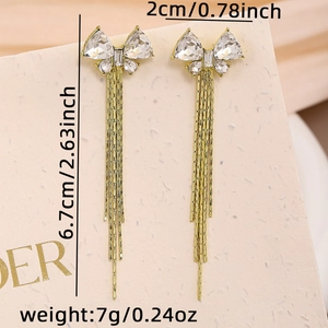 Detail of crystal butterfly tassel earrings measuring 2x6.7cm and weighing 7g