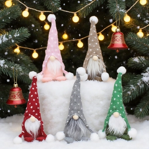 Ornements De Gnome De Noël Poupée Sans Visage Nordique Chapeau Tricoté Motif Cœur Peluche Tomte Décor Fait Main Scandinave