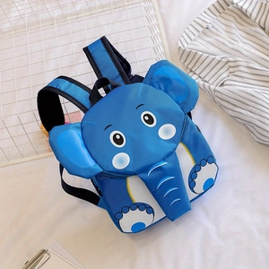 Blue cartoon elephant backpack for toddlers made of waterproof fabric with adjustable straps