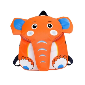 Orange elephant backpack for kids featuring cartoon ears and adjustable straps