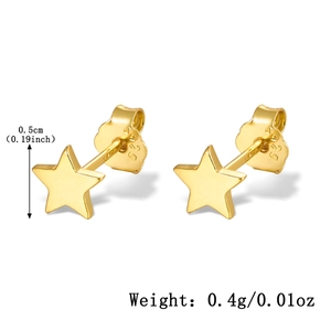 Detailed view of gold star earrings showing 0.5cm diameter and S925 silver hallmark