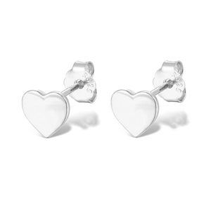 Detailed close-up showing the S925 sterling silver hallmark on heart stud earrings